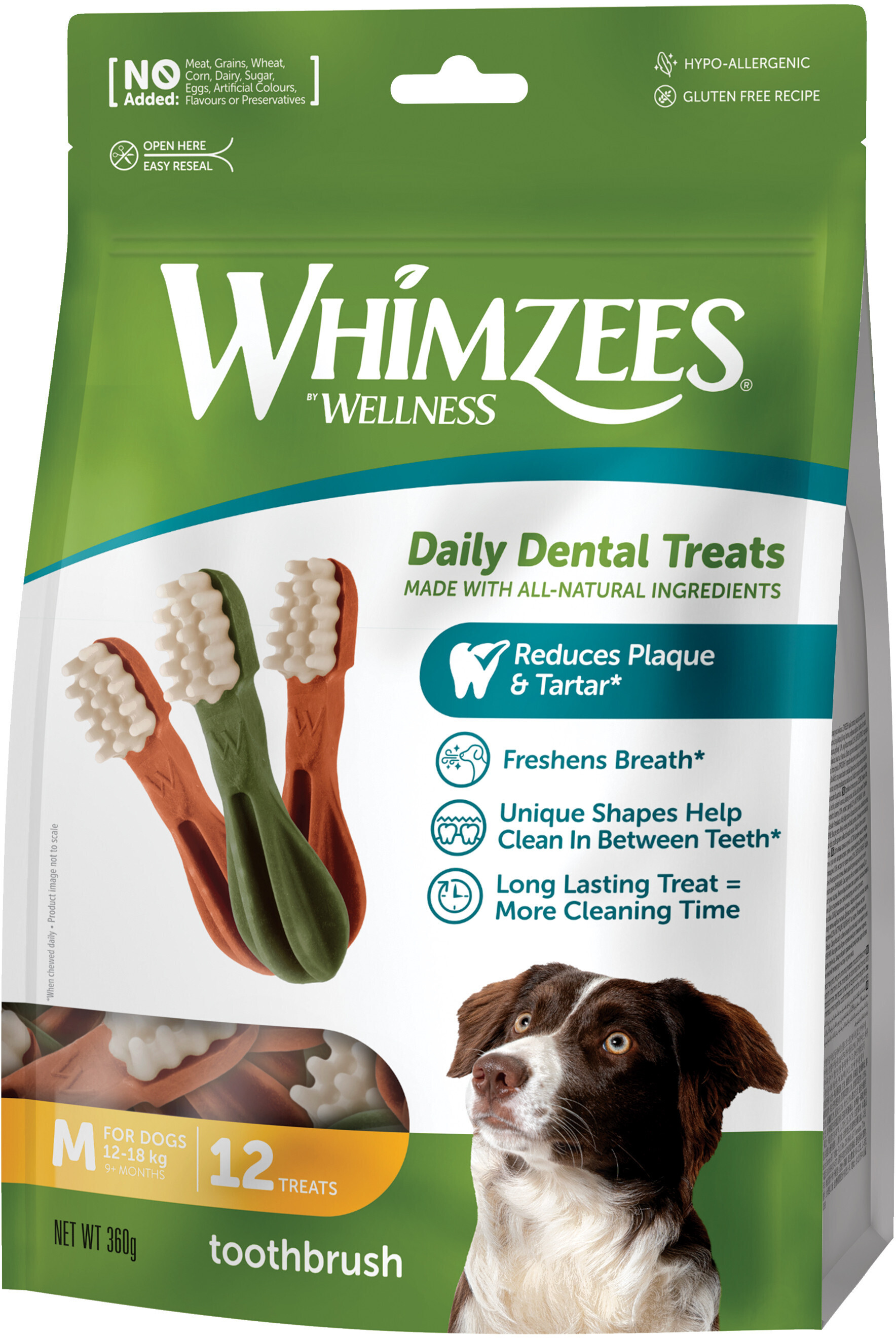 Лакомство для собак Whimzees Toothbrush в форме зубной щетки M 12 шт фото 1