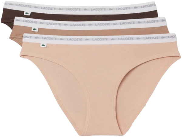 Трусы-слипы женские Lacoste 8F1338I87 XS 3 шт бежевые/светло-коричневые/коричневые фото 