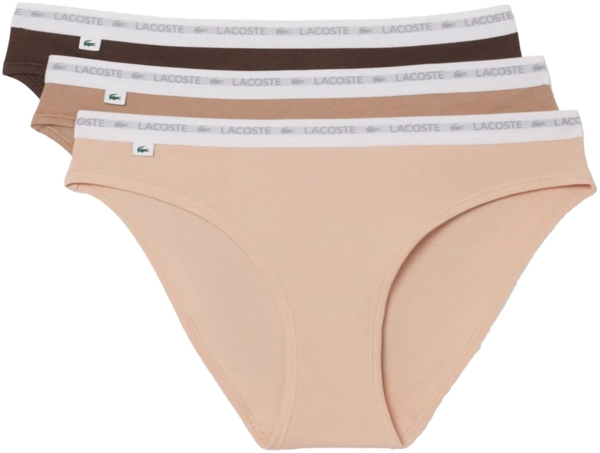 Труси-сліпи жіночі Lacoste 8F1338I87 L 3 шт бежеві/світло-коричневі/коричневіфото