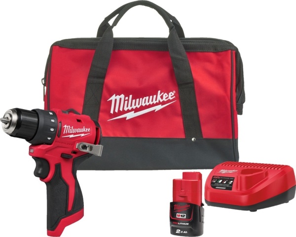

Шуруповерт-дрель аккумуляторная Milwaukee M12 BLDDRC-201BRF 12В 2А·час (4933500773)