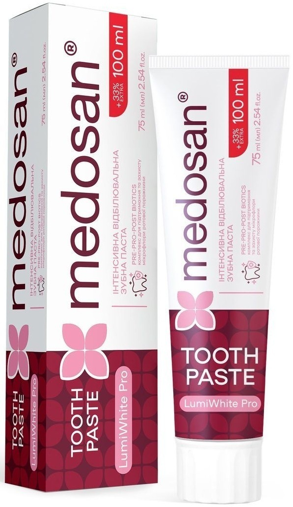 Зубная паста Medosan LumiWhite Pro Интенсивная отбеливающая 75 мл фото 1