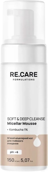 

Мицеллярный мусс Re.Care Soft & Deep Cleanse Micellar Mousse Мягкий для глубокой очистки 150 мл