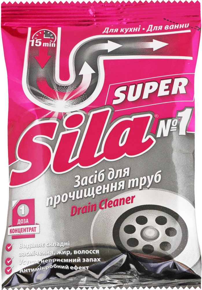 Sila Super №1 для прочистки труб гранулы 70г фото 1
