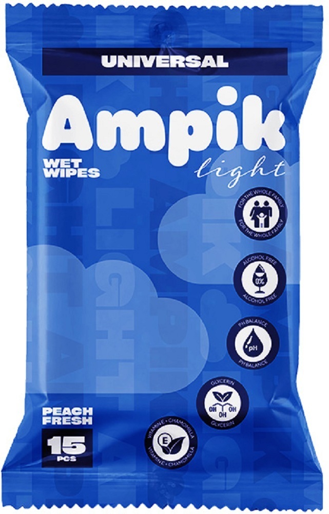 Влажные салфетки Ampik Light универсальные 15 шт. фото 1