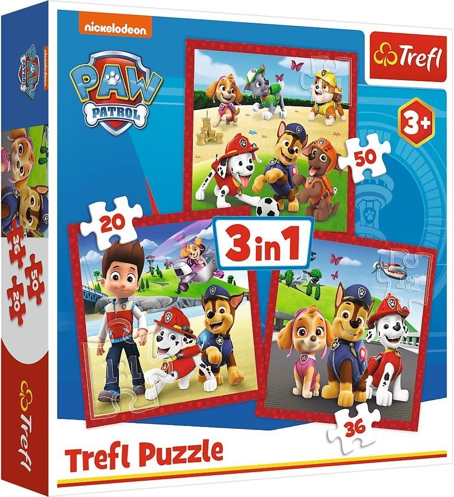 Пазлы Trefl Paw Patrol Счастливые собаки 3in1 (5900511348675) фото 1