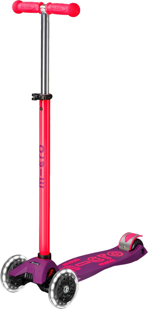 Самокат Micro серії Maxi Deluxe Neon LED – Ультра рожевий (MMD233)фото1