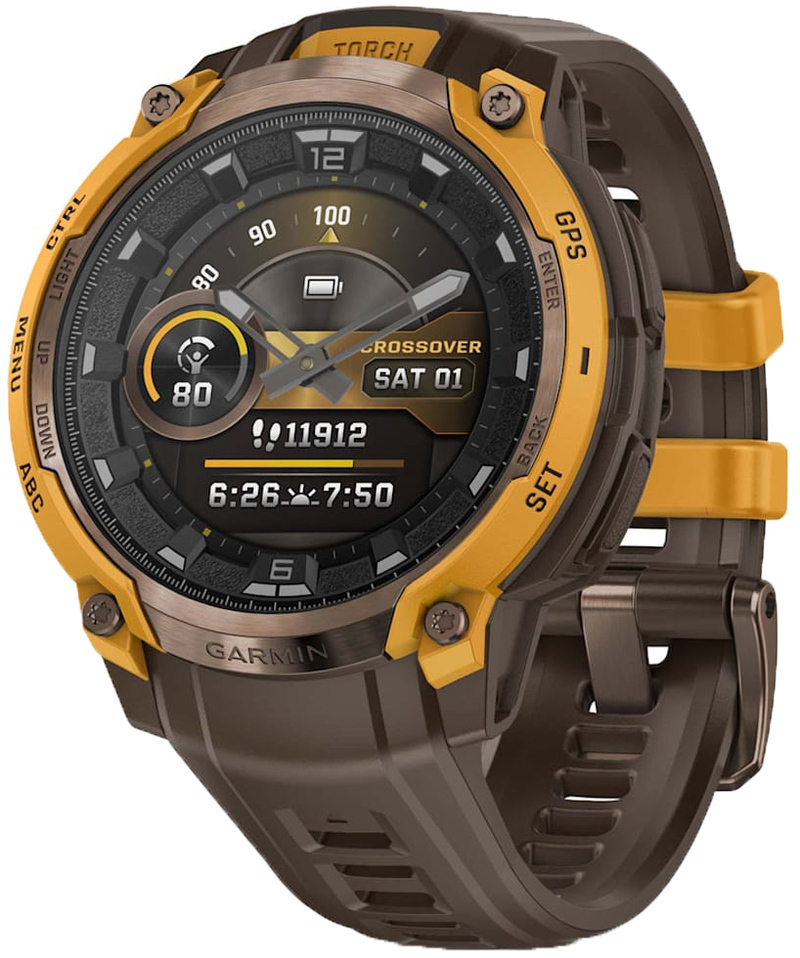 Смарт-годинник Garmin Instinct Crossover AMOLED BronzeSunburst/Cocoa (010-03398-01)фото1