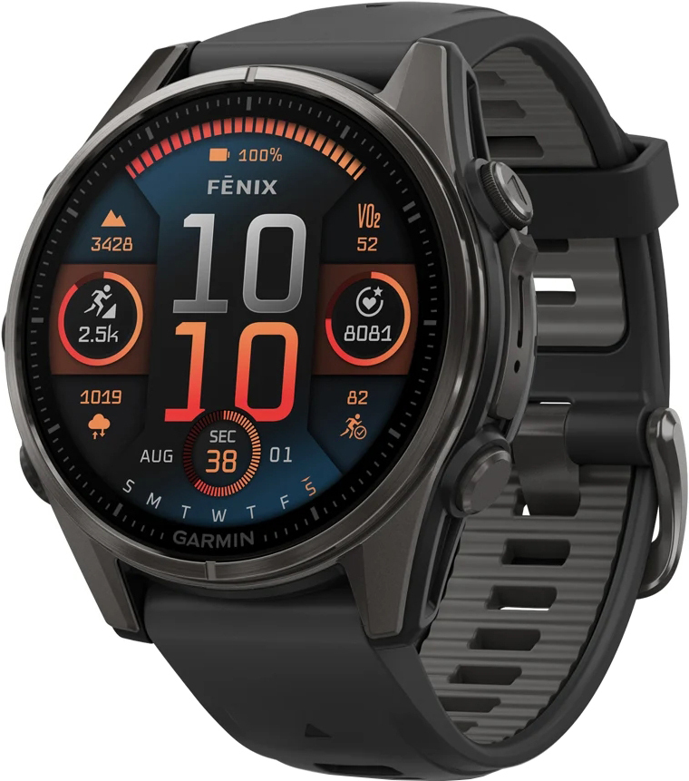 Смарт-часы Garmin Fenix 8 43mm AMOLED Saph CrbnGry Ti/Blk Blk/PebblGryBnd (010-02903-21) фото 1