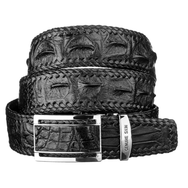 Ремень мужской кожаный Crocodile Leather 18010 черный фото