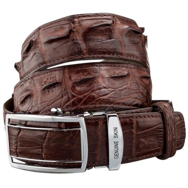 Ремень мужской кожаный Crocodile Leather 18235 коричневый фото