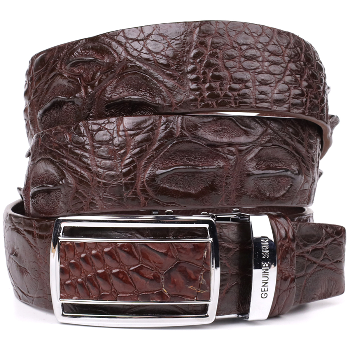 Ремень мужской кожаный Crocodile Leather 18240 коричневый фото1