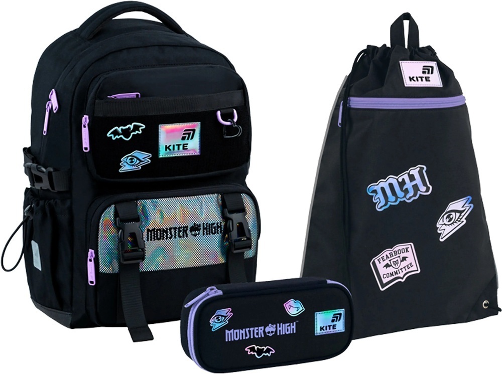 Школьный набор Kite Education Monster High SET_MH26-1022M (рюкзак, пенал, сумка) фото1