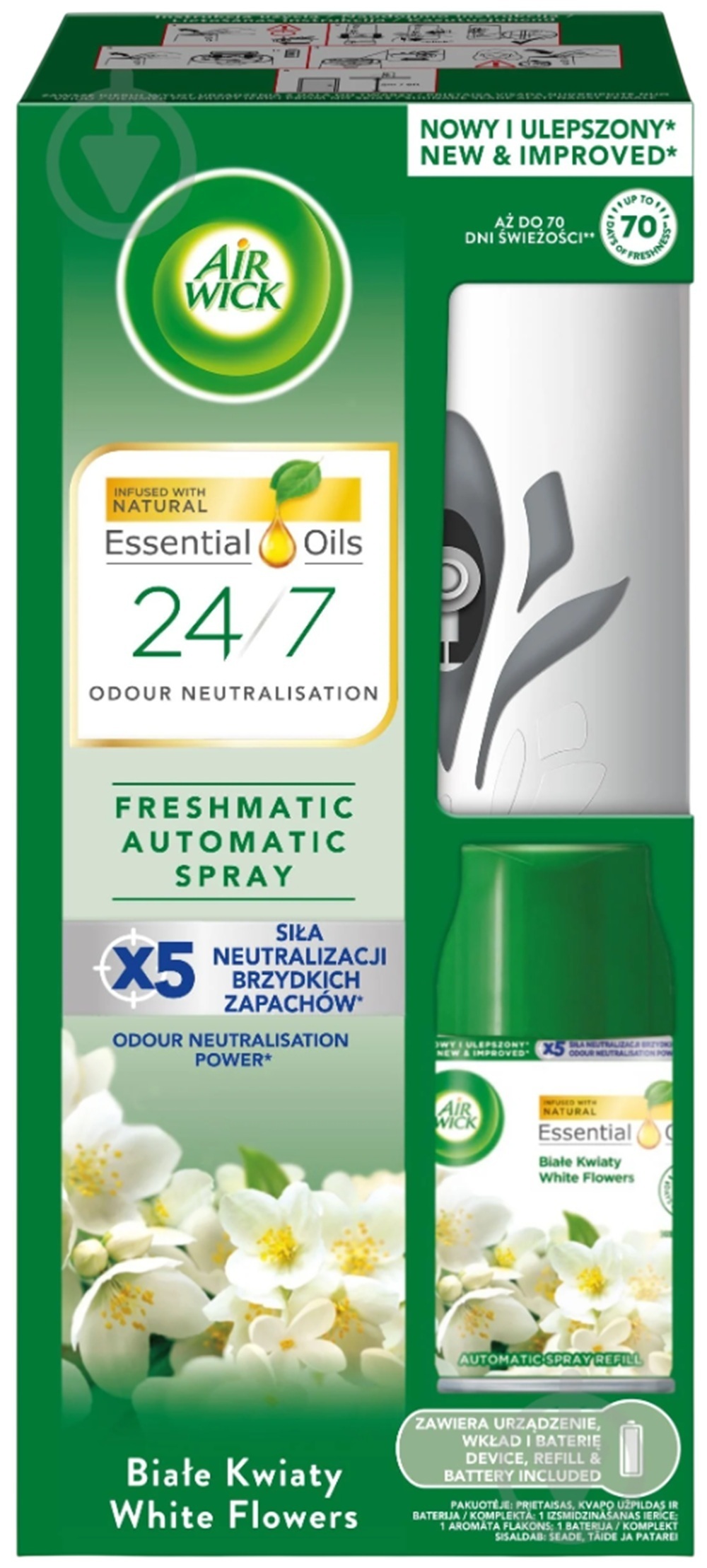 Освежитель воздуха Air Wick Freshmatic автоматический Белые цветы стартовый набор 250 мл фото 1