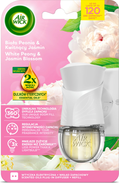 

Электрический ароматизатор воздуха Air Wick Цветы пиона и жасмина в комплекте со сменным флаконом 19 мл