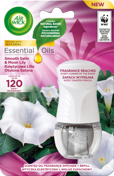 Elektrychnyy Aromatyzator Povitrya Air Wick Nizhnist Shovku Ta Liliyi V Komplekti Zi Zminnym Flakonom