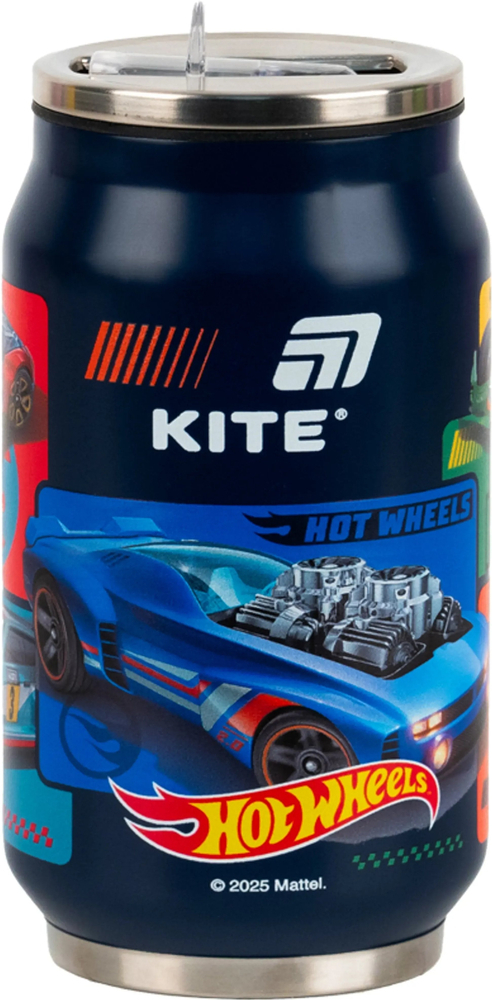 Термочашка с трубочкой Kite, 350мл Hot Wheels, HW25-1263 фото 1