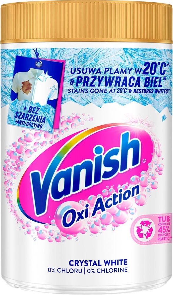 Засіб для виведення плям Vanish Oxi Action Crystal White порошкоподібний Кришталева Білизна 1,4 кгфото1