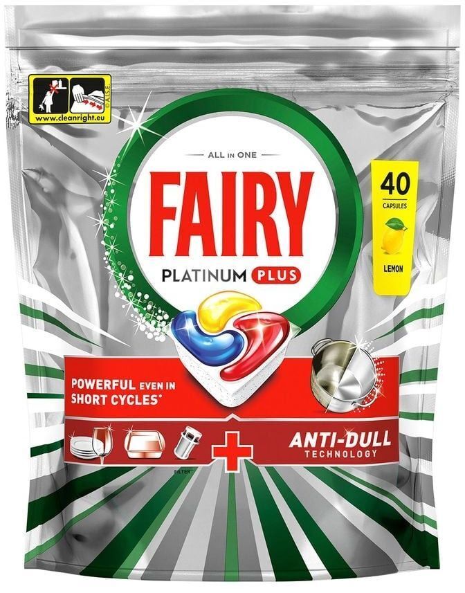 Капсулы для посудомоечных машин Fairy Platinum Plus All-in-1 Лимон 40 шт фото 1