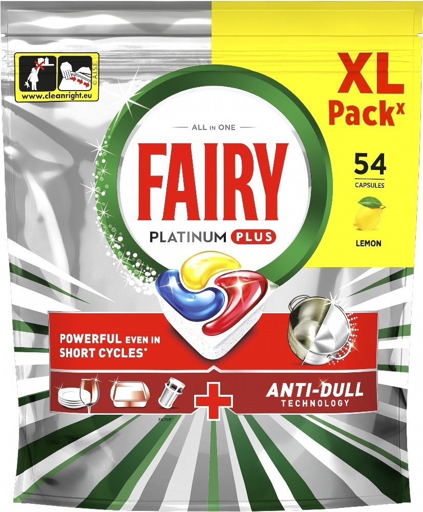 Капсулы для посудомоечных машин Fairy Platinum Plus All-in-1 Лимон 54 шт фото 1