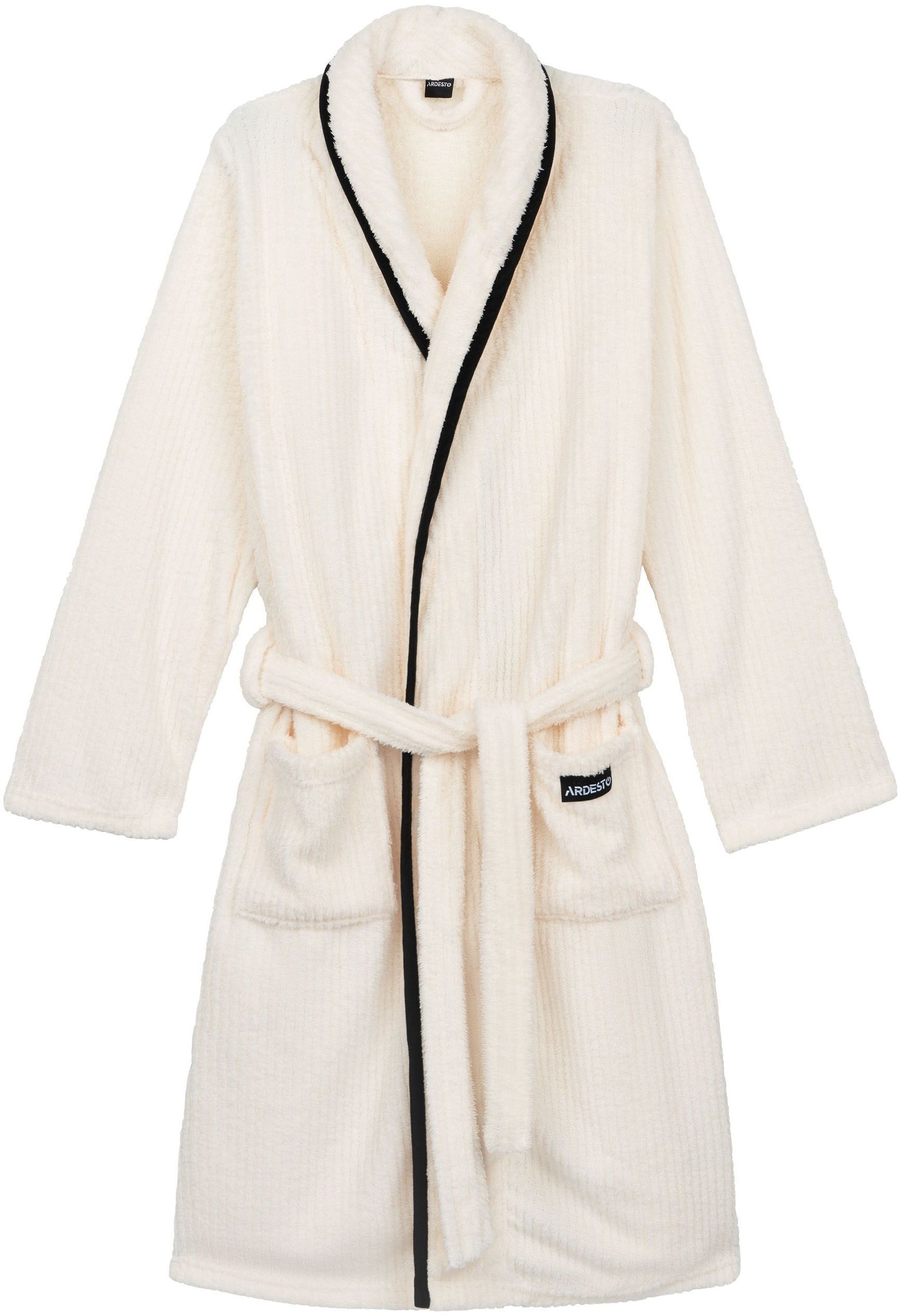 Женский халат ARDESTO Stripe, размер XXL, 100% полиэстер, белый (ART2120LSX) фото 1