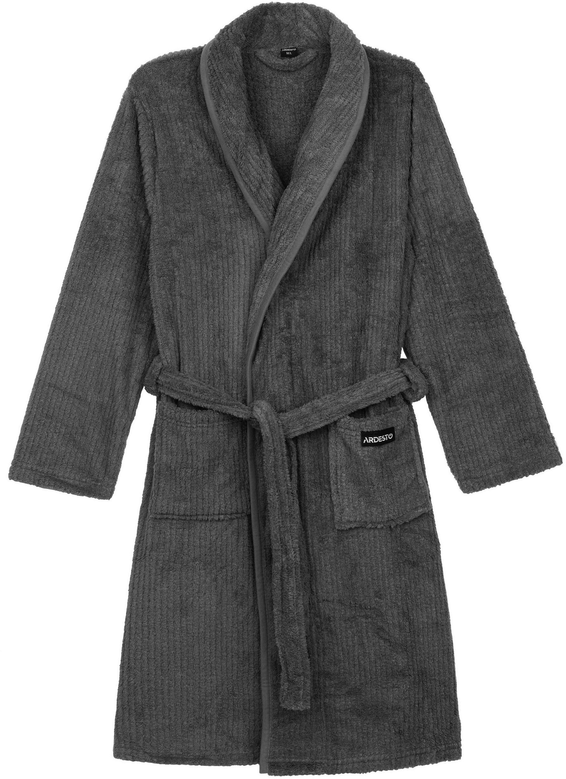 Мужской халат ARDESTO Stripe, размер XL/XXL, 100% полиэстер, серый (ART2120MGX) фото 1