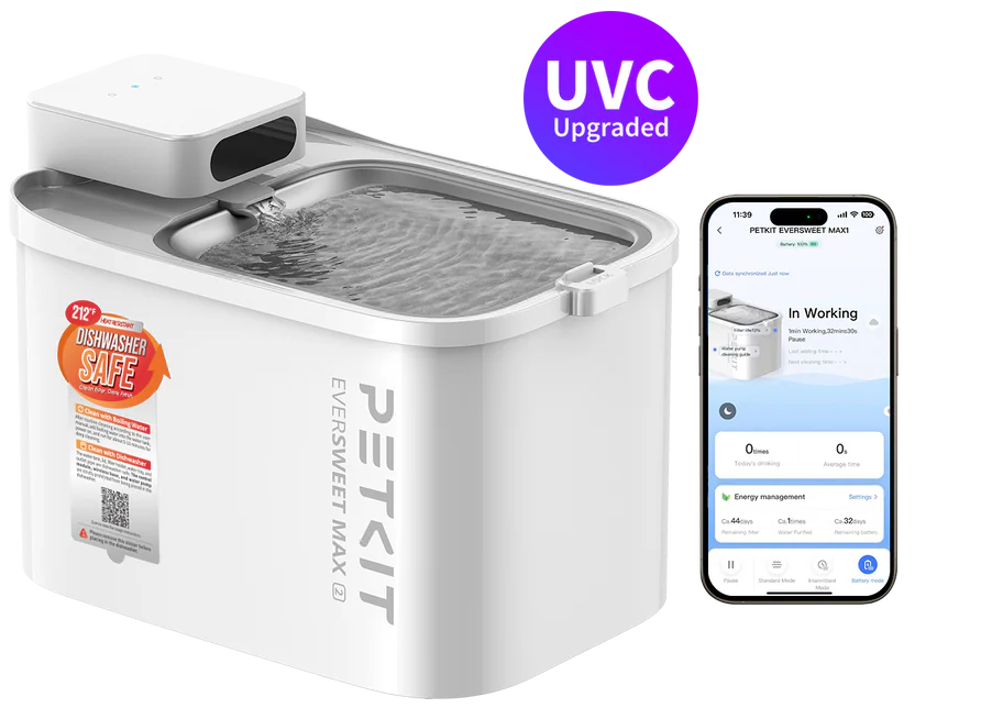 即発送！人気ホワイト！2本ヘッド　vmate ≡ Поїлка Petkit Eversweet Max 2 White P4116 UVC – купити в Києві