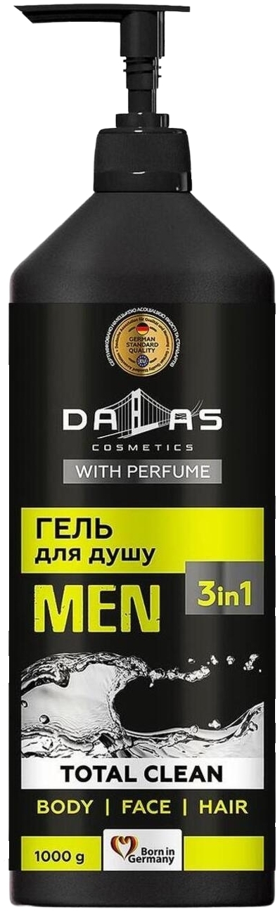 Шампунь-гель для душу Dalas 3в1 Total clean чоловічий 1000 гфото1