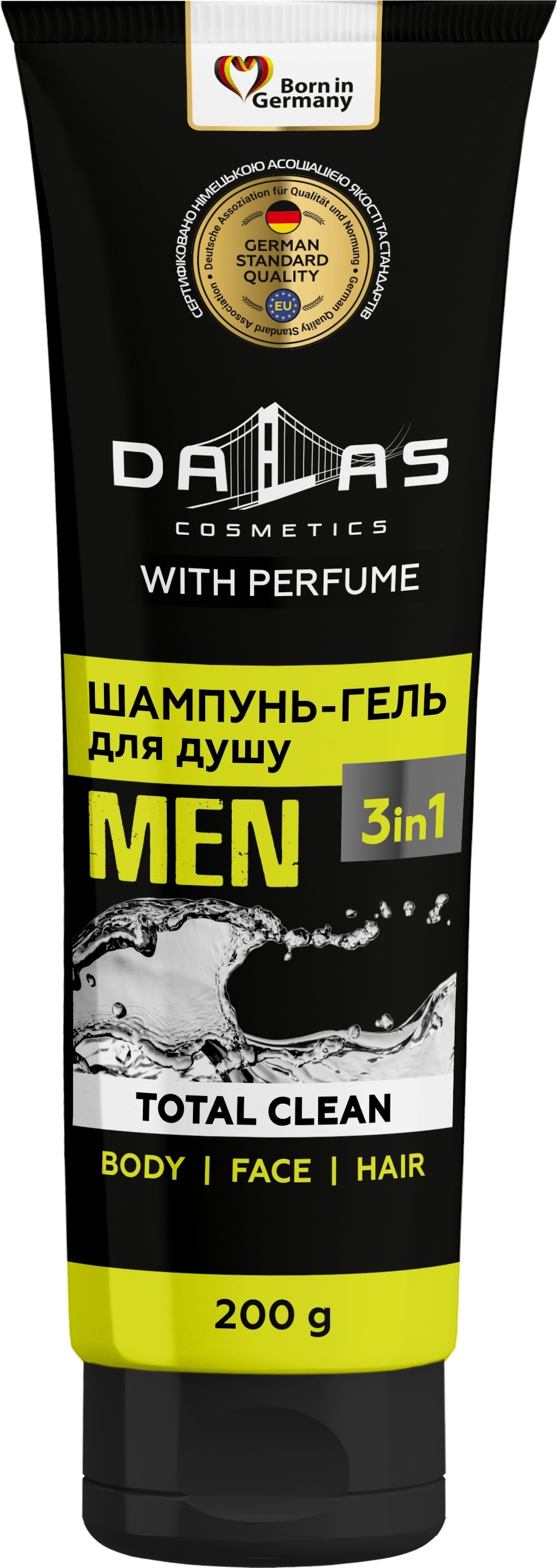 Шампунь-гель для душу Dalas 3в1 Total clean чоловічий 200 гфото1