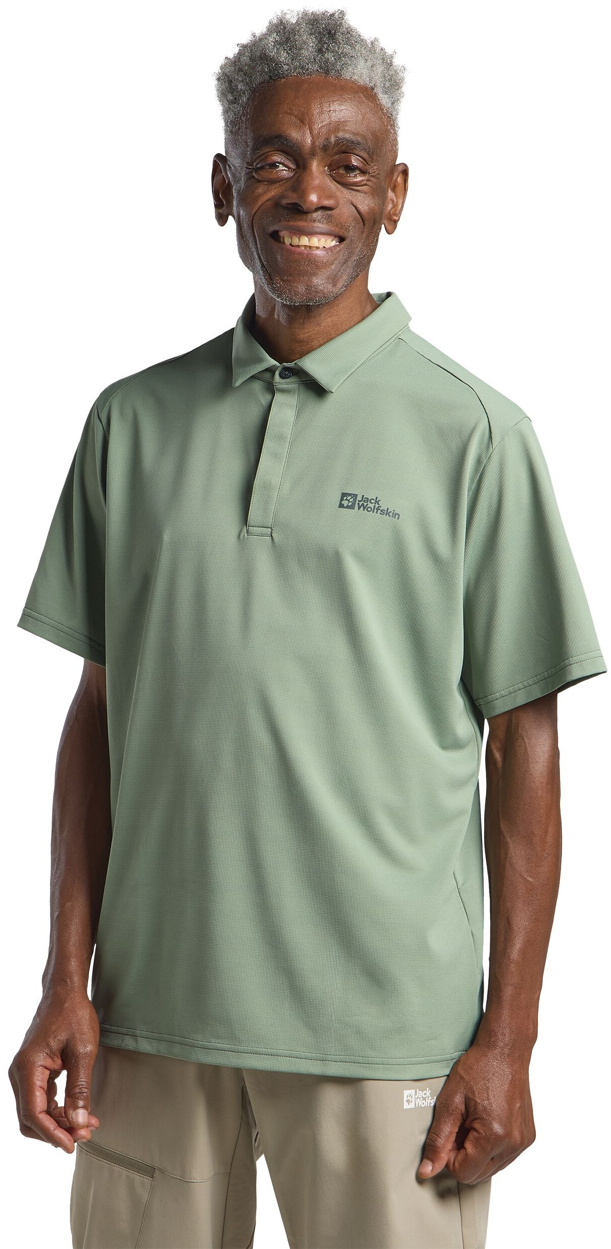 Поло спортивное мужское Jack Wolfskin Delgami Polo M 1809801_4029 S зеленое фото 1