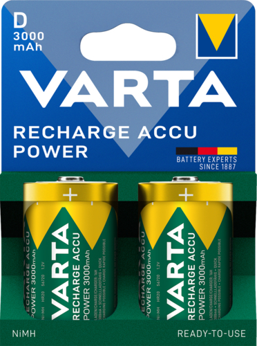 Акумулятор Varta NI-MH Power D(HR20) 3000 мАг, 2 шт (56720101412)фото1