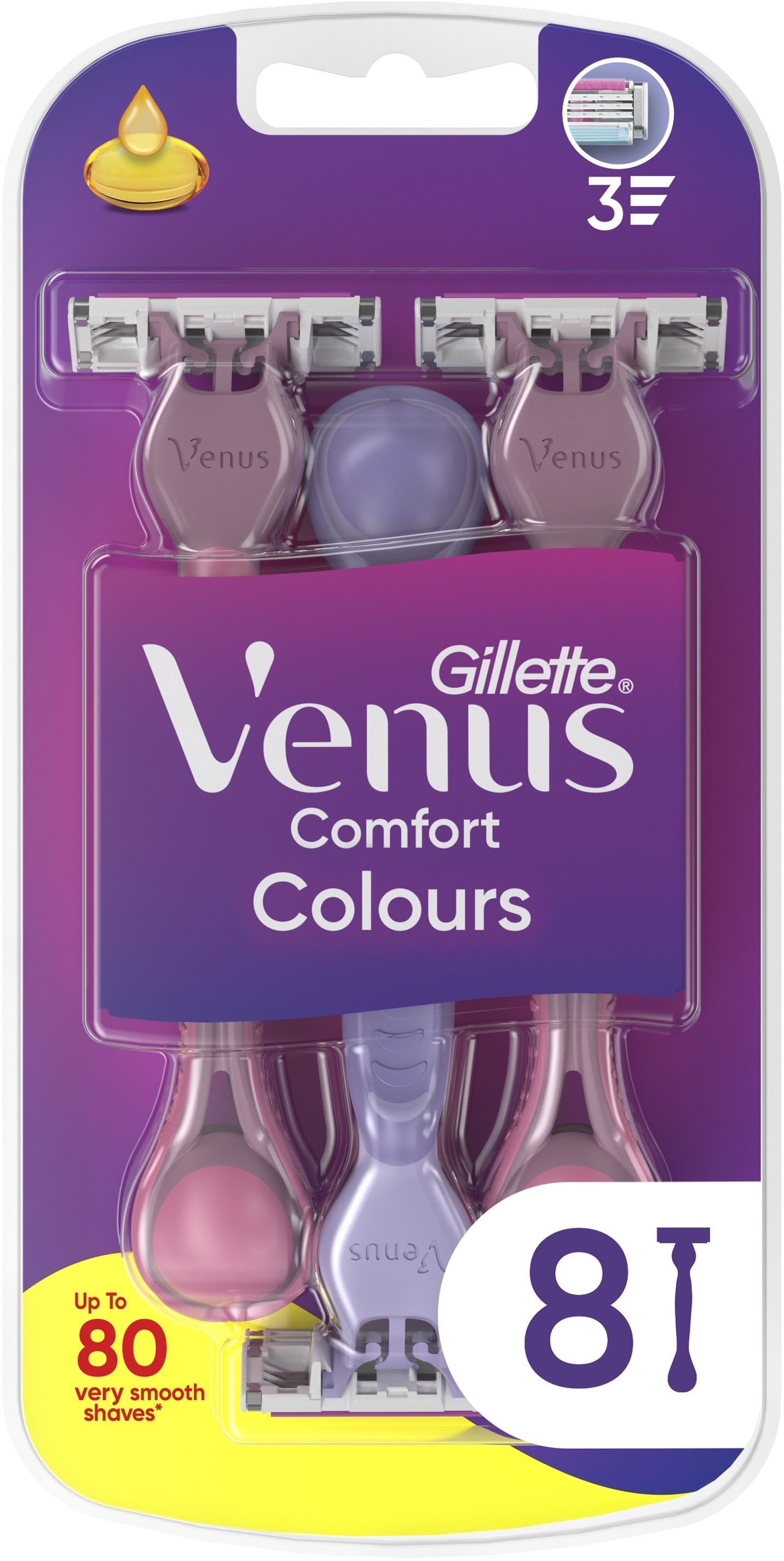 Бритви одноразові Gillette Venus Comfort 3 Colours 8 штфото1