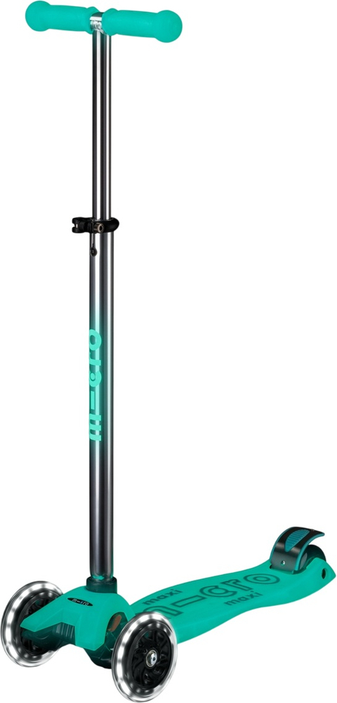 Самокат Micro серии Maxi Deluxe Glow LED – Желейный Зеленый (до 50 kg, 3-х колесный, светло) фото 1