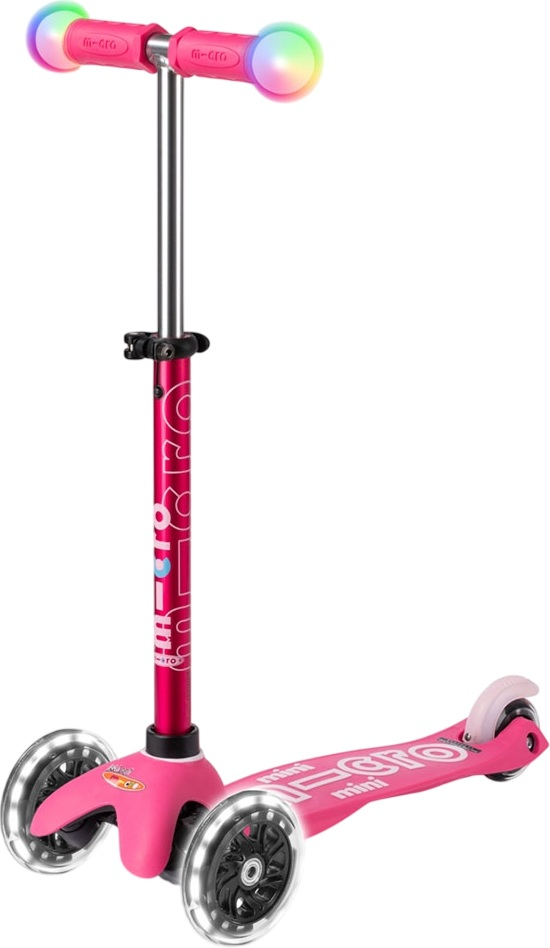 Самокат Micro серії Mini Deluxe Magic – Рожевий (до 50 kg, триколісний, світло)фото1