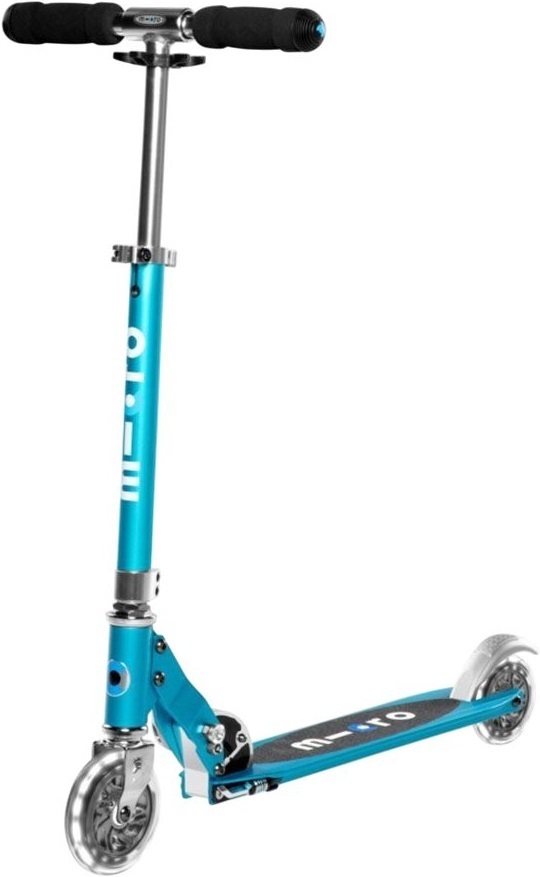Самокат Micro серии Sprite LED – Голубой Океан (до 100 kg, двухколесный, свет) фото 1