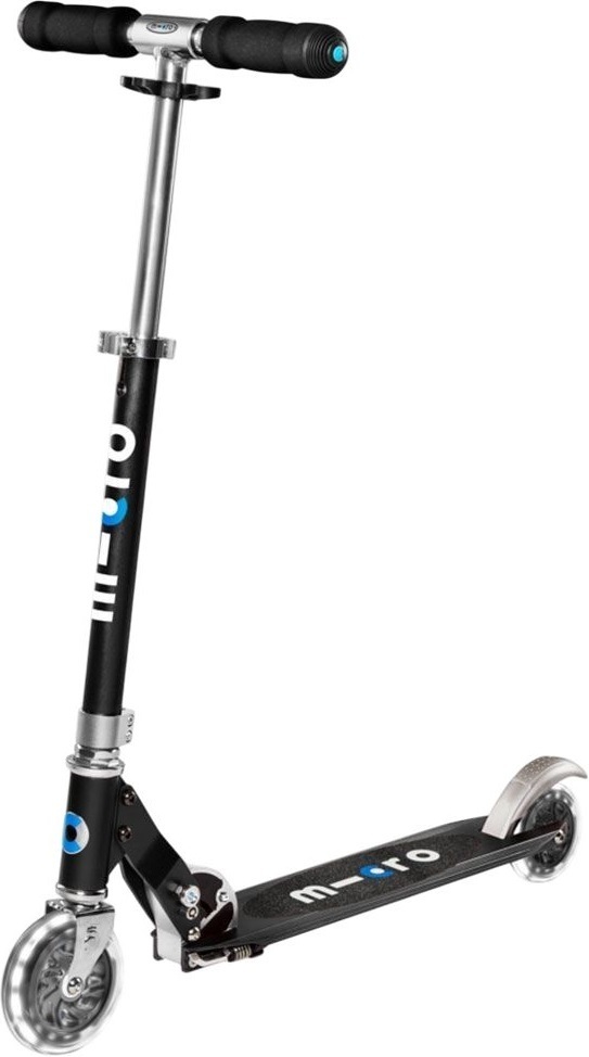 Самокат Micro серии Sprite LED – Черный (сложный, до 100 kg, двухколесный, свет) фото 1