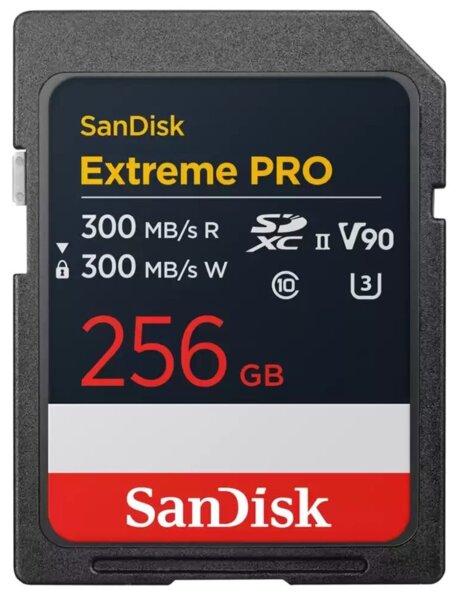 

Карта памяти SanDisk SD 256GB C10 UHS-II U3 ​​R300/W300MB/s Extreme Pro V90 (SDSDXDM-256G-GN4IN)
