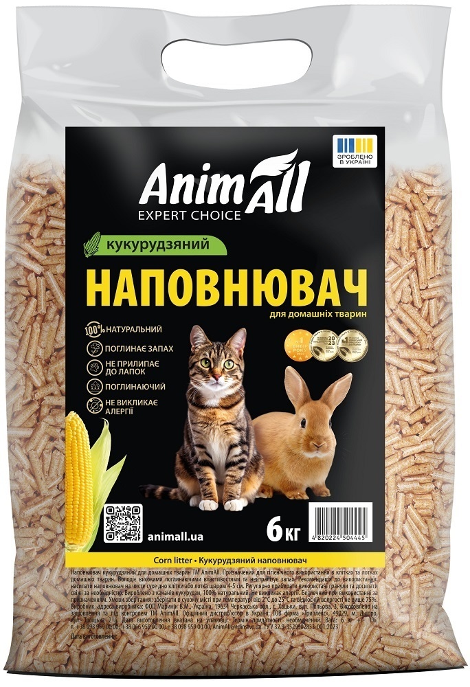 Наполнитель AnimAll кукурузный для туалетов домашних животных фото 1
