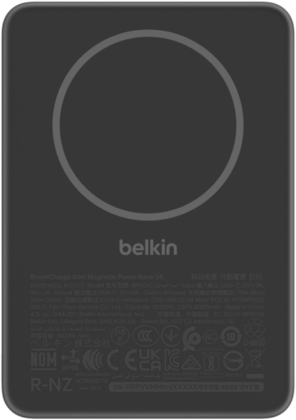 

Портативний аккумулятор Power Bank Belkin 5000мАч Slim Magnetic Wireless черный (BPD010HQBK)