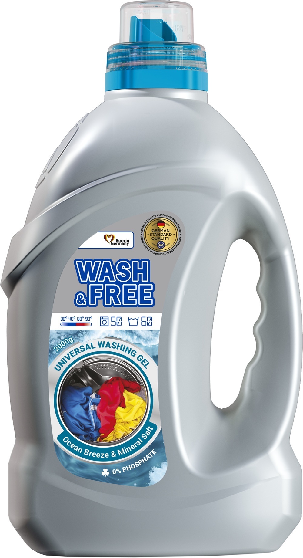 Гель для стирки Wash&Free универсальный Морская свежесть и минеральная соль 2 л фото 1