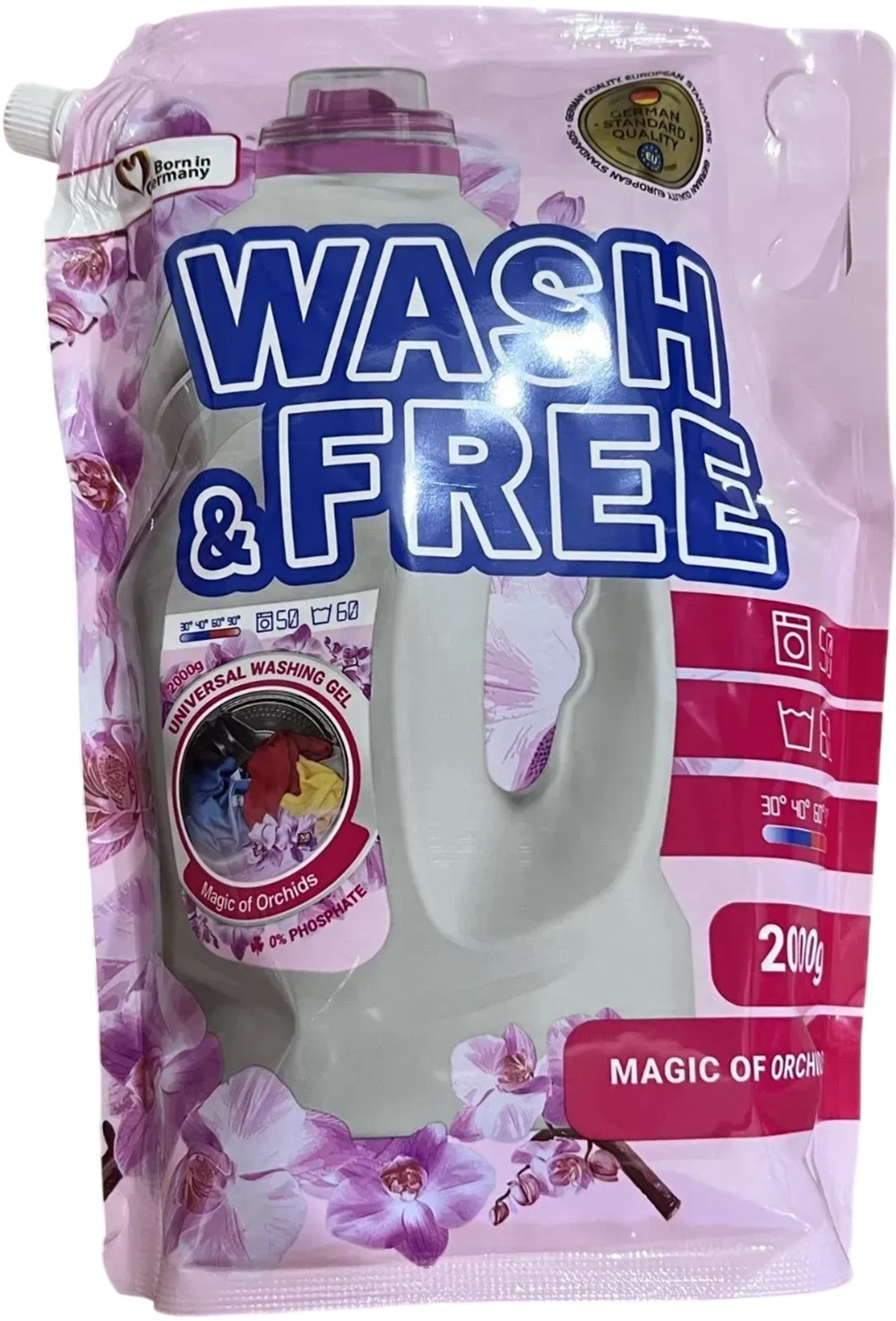 Гель для стирки Wash&Free Магия орхидей дой-пак 2 л фото 1