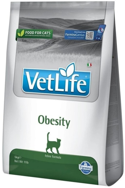 Сухой корм для кошек Farmina Vet Life Obesity диетический для снижения лишнего веса 5 кг