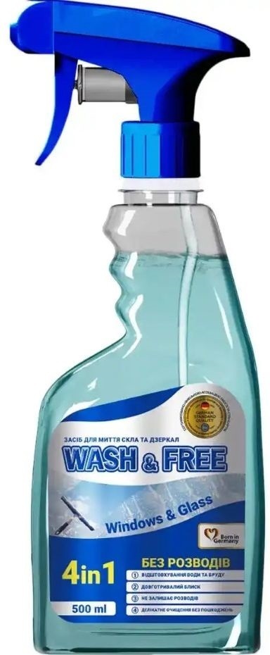Засіб для миття скла та дзеркал Wash&Free 500 млфото1
