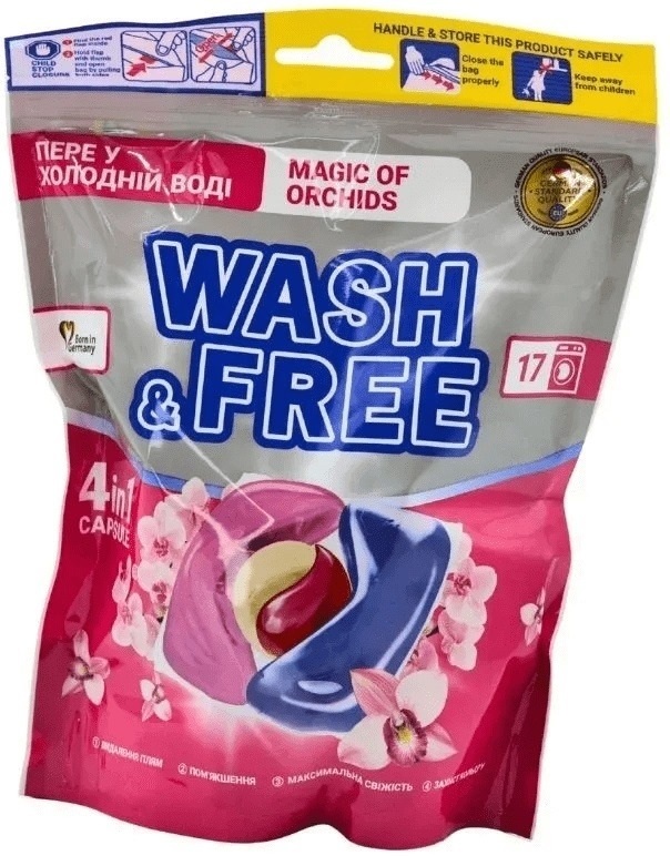 Капсулы для стирки Wash&Free Магия орхидей дой-пак 15+2 шт фото 1
