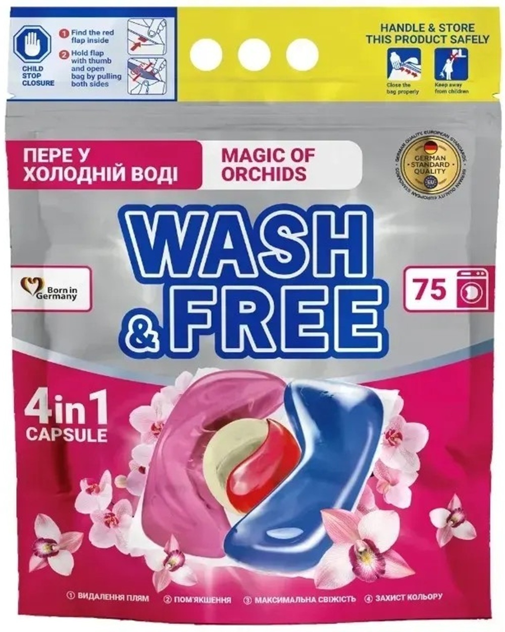 Капсулы для стирки Wash&Free Магия орхидей дой-пак 75 шт фото 1
