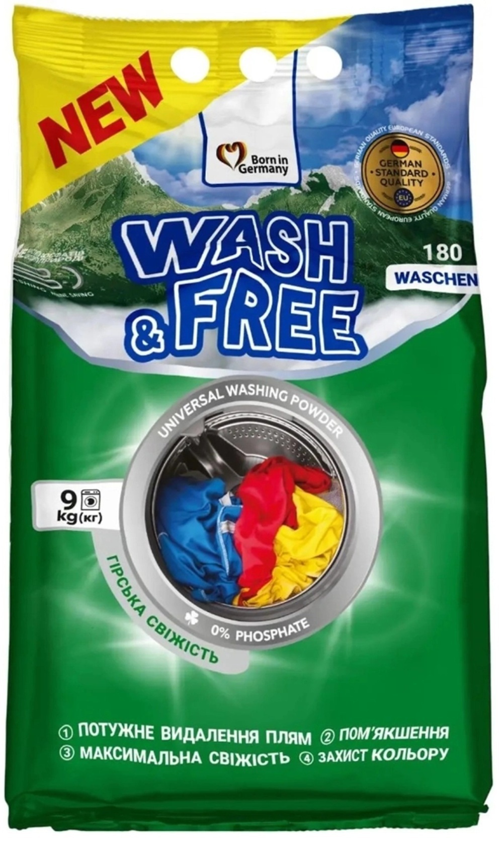 Порошок для прання Wash&Free Гірська свіжість 9 кгфото1