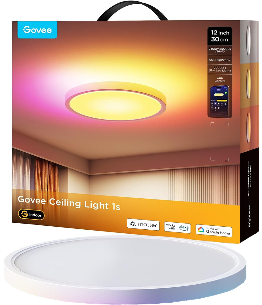 Стельовий світильник Govee 12" Smart Ceiling Light, RGBWW + RGBIC (H80A1C01)фото1