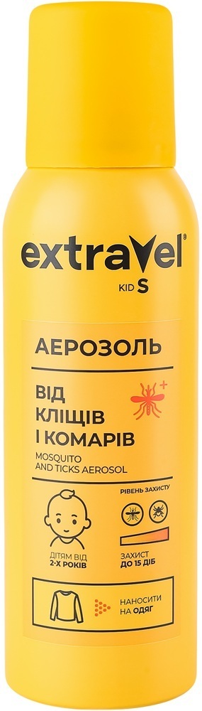 Аерозоль Extravel Kids від кліщів і комарів на одяг 100 млфото1