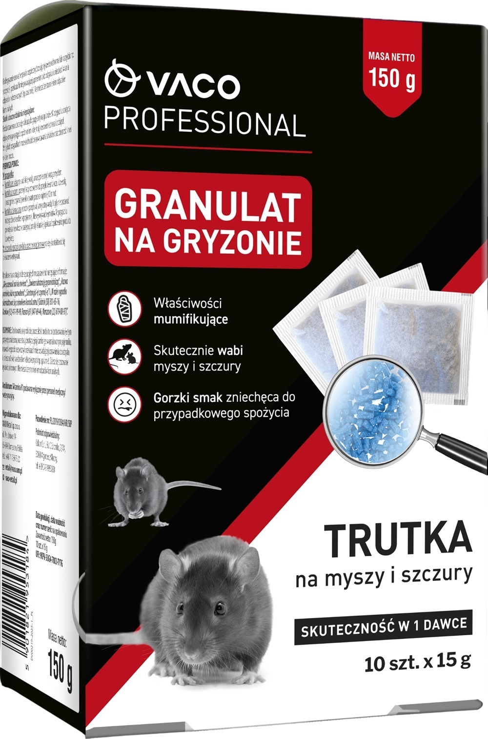 Гранули Vaco Professional для щурів та мишей 150 г коробкафото1
