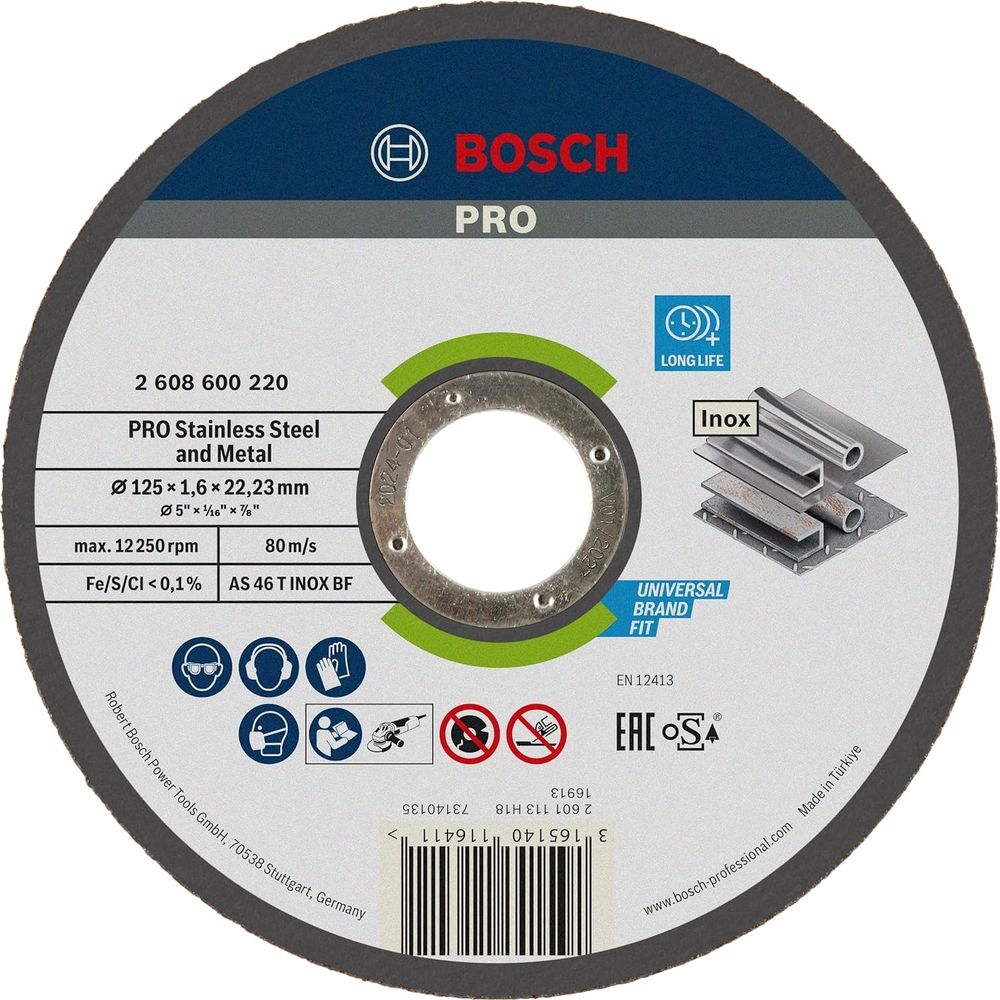 Диск отрезной Bosch Professional для нержавеющей стали и металла 125x1.6x22.23мм (2.608.600.220) фото 1