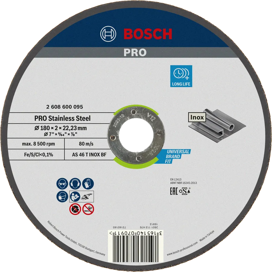 Диск отрезной Bosch Professional для нержавеющей стали 180x2x22.23мм (2.608.600.095) фото 1